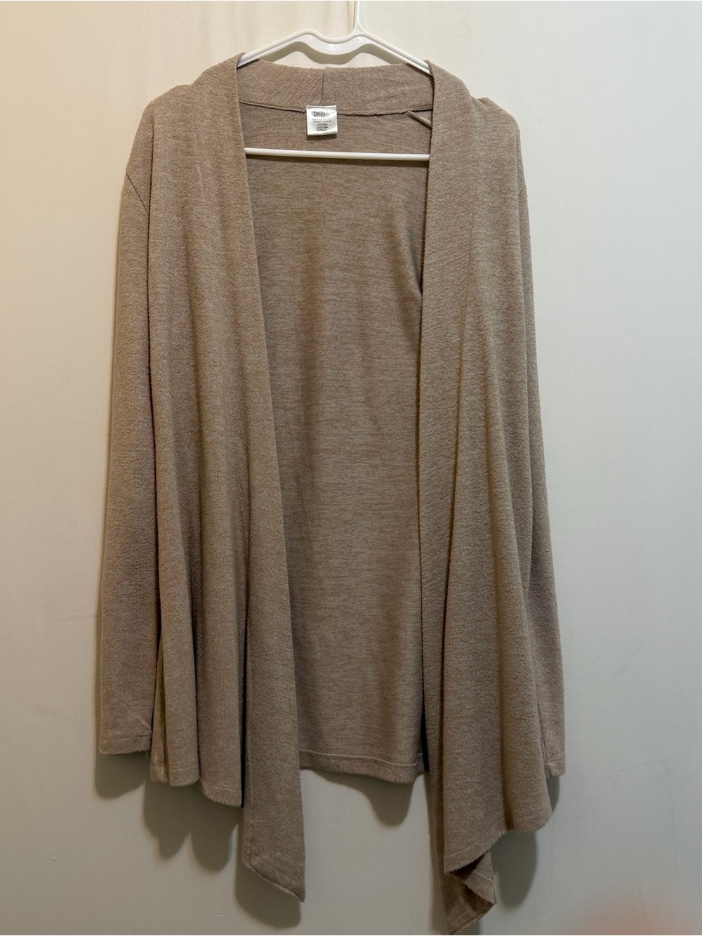 Hello Mello Lightweight Taupe Open-Front Cardigan